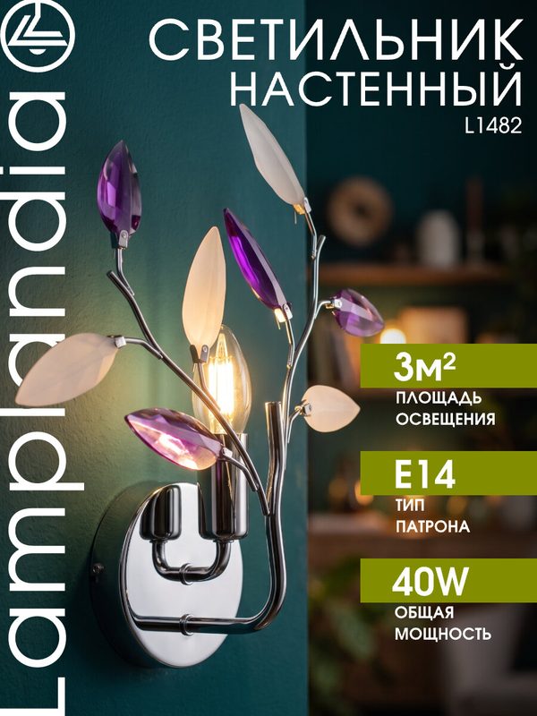 Светильник настенный Lamplandia L1482 JENY PURPLE, E14*1 макс 40Вт