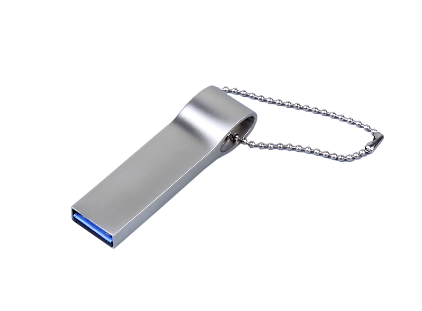 Компактная металлическая флешка с боковым отверстием для цепочки (8 GB USB 2.0 Серебро Mini034 подарок на день рождение оптом)