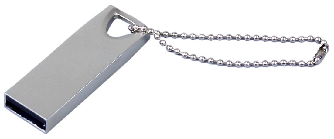 Компактная металлическая флешка с отверстием для цепочки (16 GB USB 2.0 Серебро Mini032 Эксклюзив)