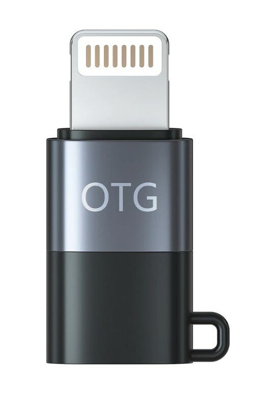 Переходник Type-C (мама) на Lighting (папа), с возможностью подключения устройств USB-C, черный