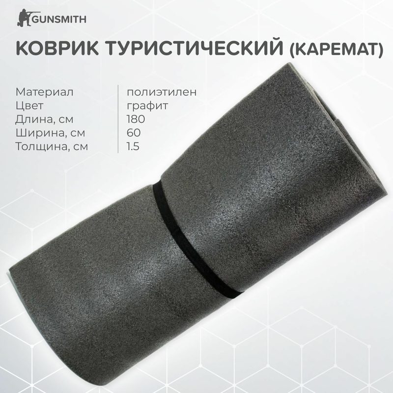 Коврик (каремат) туристический 180x60 см. толщина 15 мм.