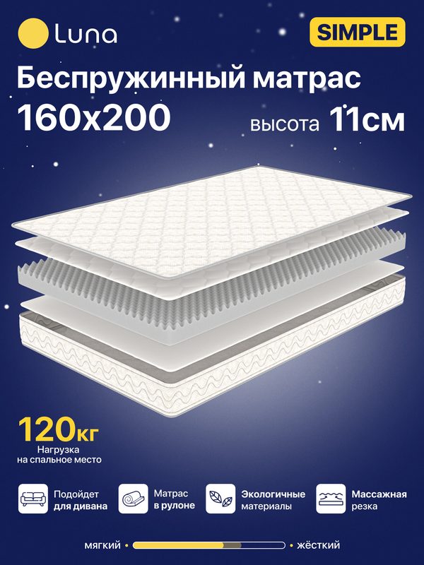 Матрас анатомический на кровать Luna Simple 160х200