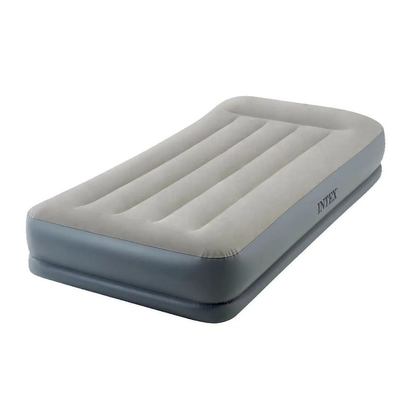 Односпальная надувная кровать Intex Mid Rice Airbed (64116), 99x191x30 см, нагрузка до 136 кг, винил с велюром, серый