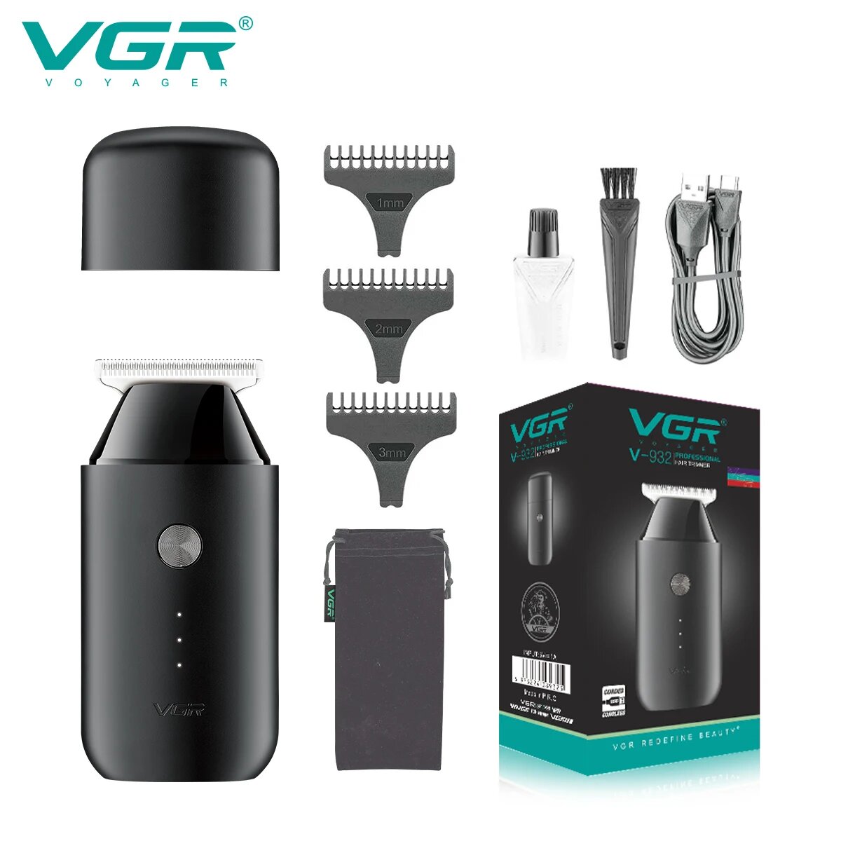 Машинка для стрижки бороды и усов VGR V-932, Триммер для бороды и усов, Машинка для стрижки волос, серая