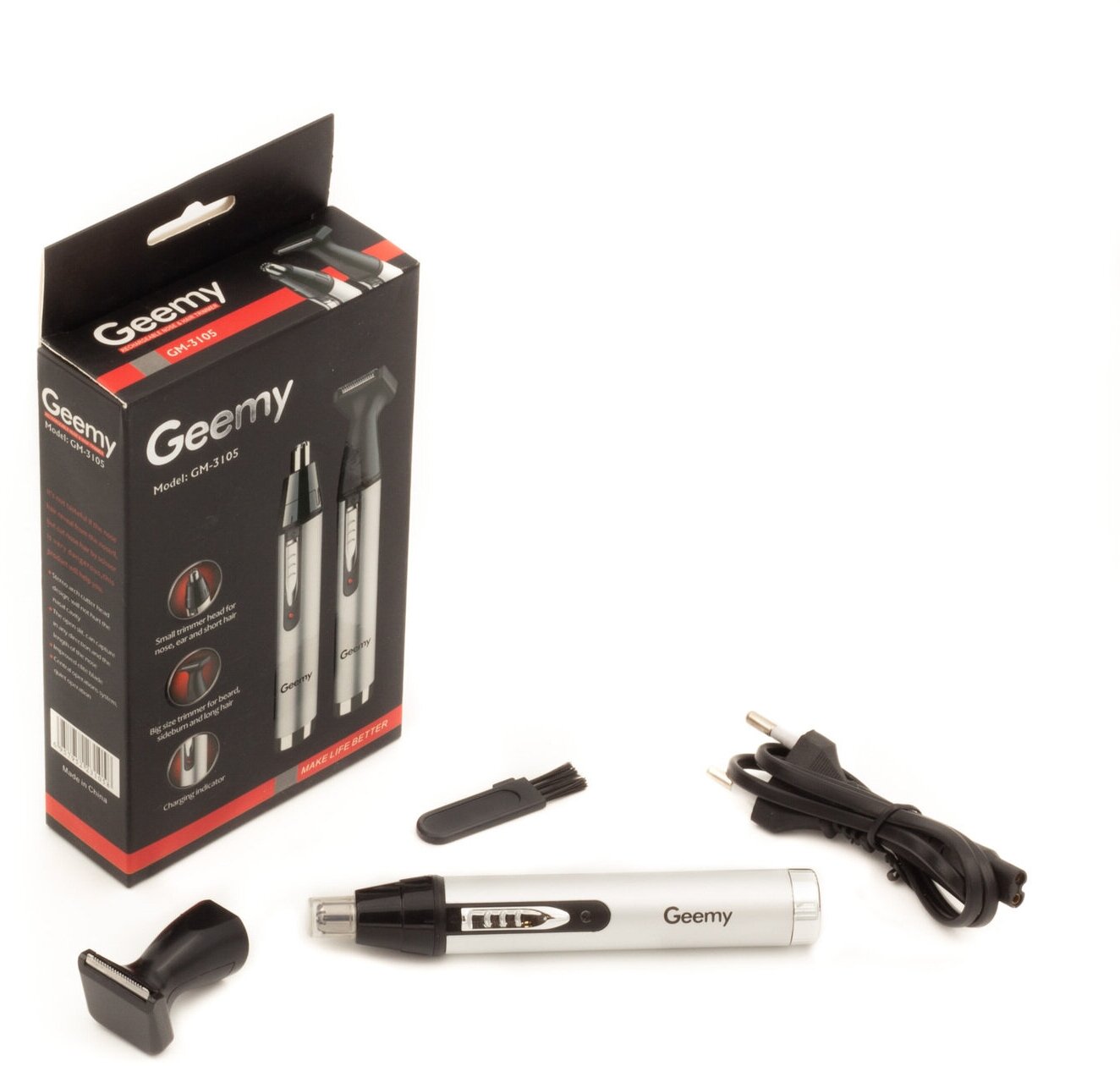 Триммер для носа, ушей, бровей и бороды Geemy GM-3105, серый