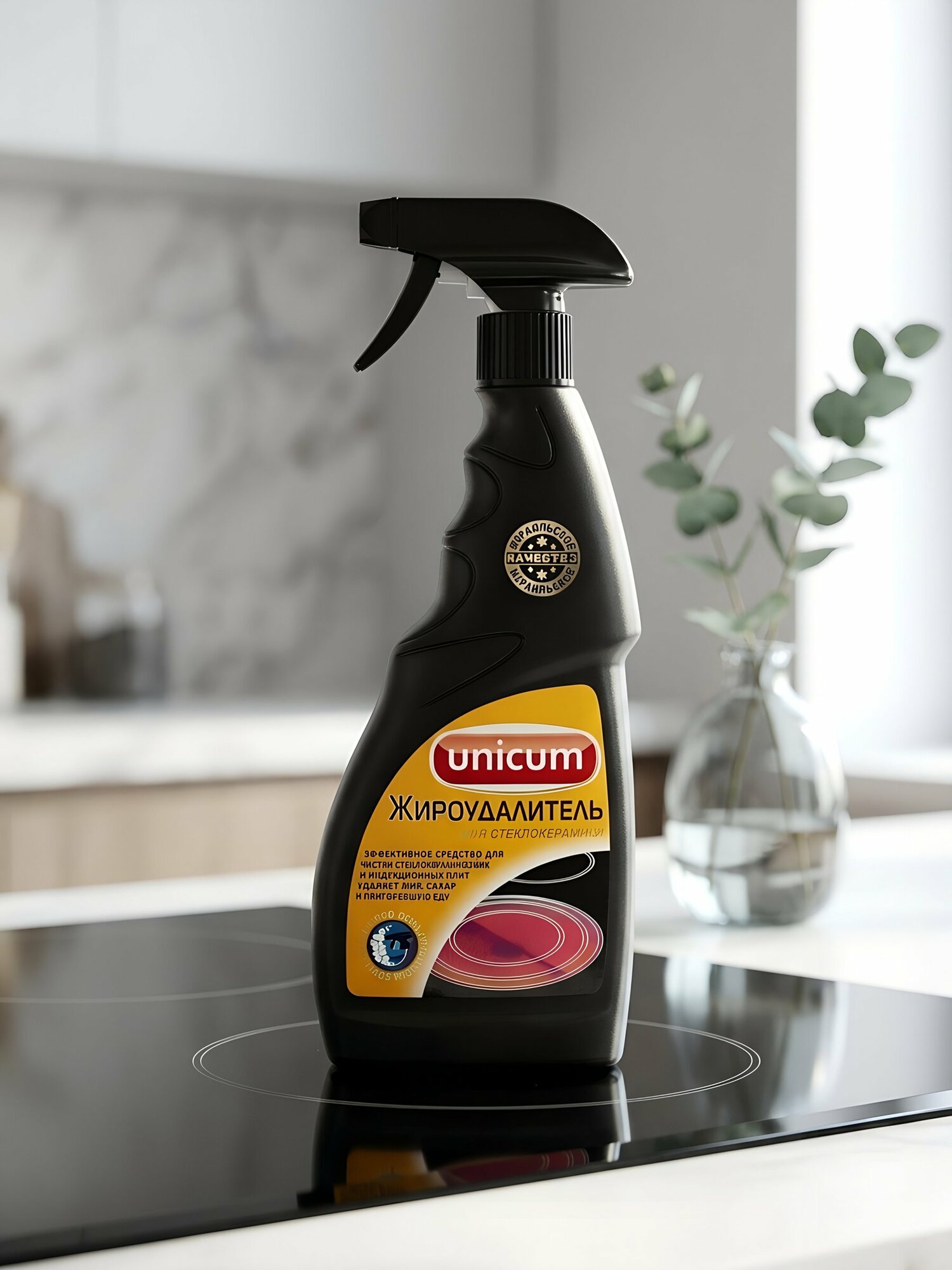 Чистящее средство Unicum для стеклокерамических плит, жироудалитель, спрей 500 мл