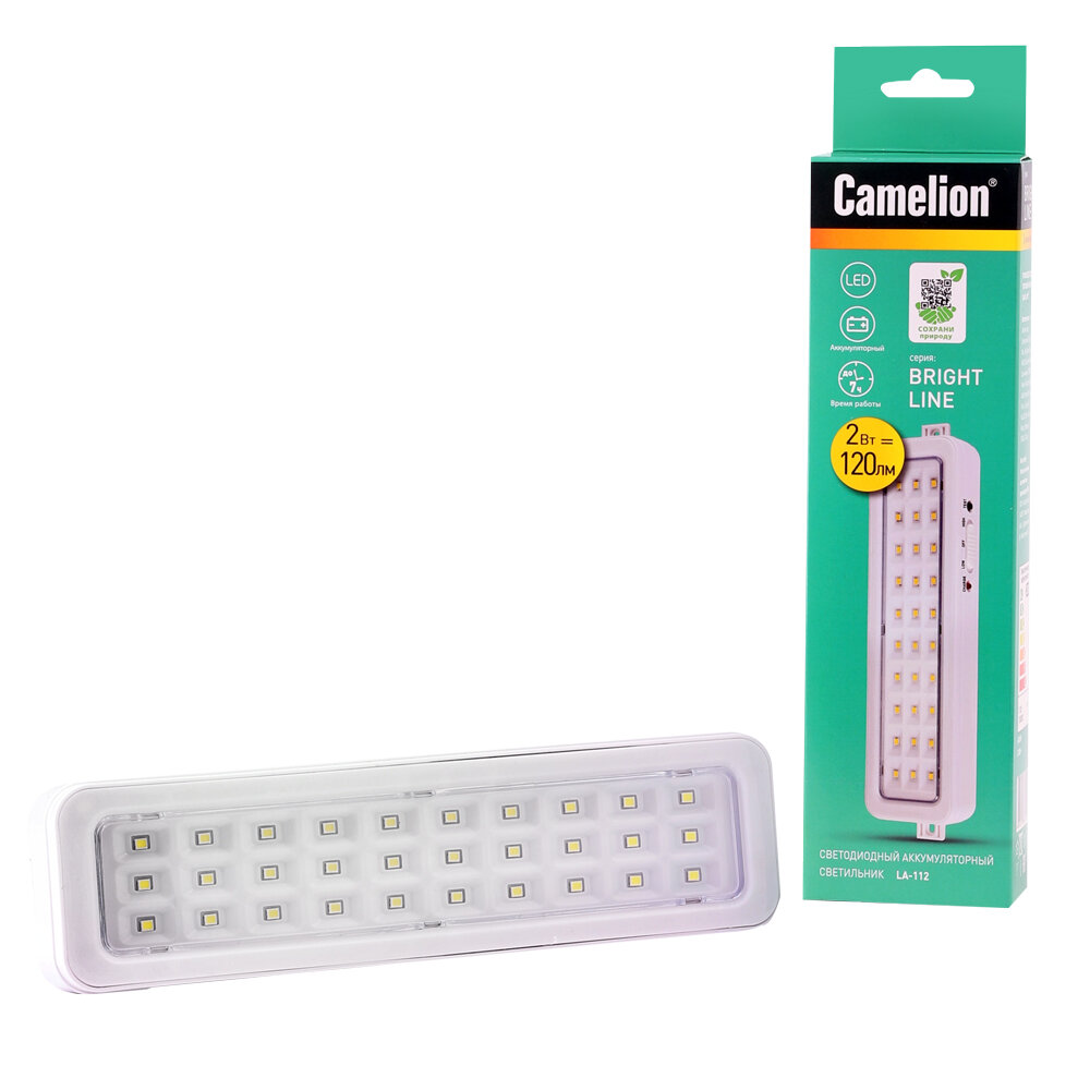 Светильник аккумуляторный Camelion LA-112, светодиодный, LED, 2W, IP20, белый