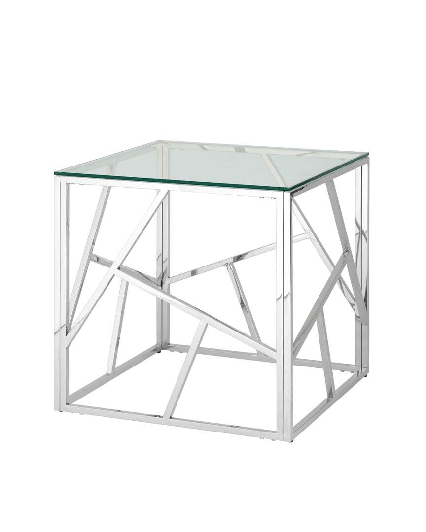 Stool Group Журнальный стол 55*55 АРТ деко серебро, каркас нержавеющая сталь, 55*55*55 см, арт. УТ000001507