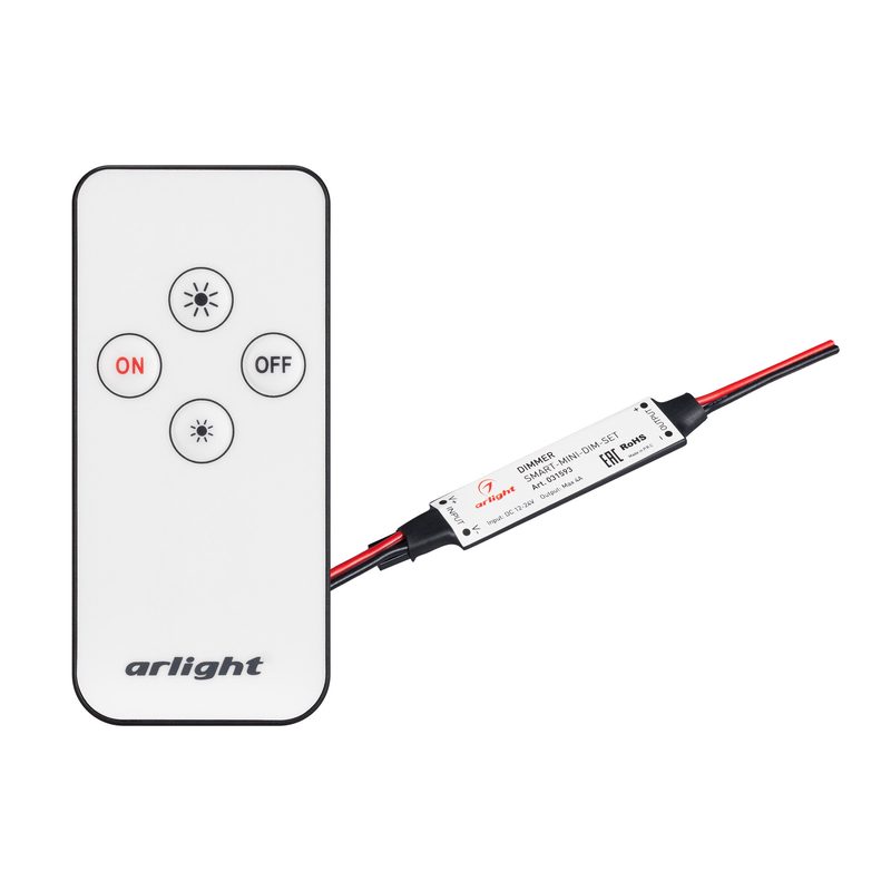 Диммер SMART-MINI-DIM-SET (12-24V, 1x4A, ПДУ 4кн, IR) (Arlight, IP20 Пластик, 5 лет) 031593