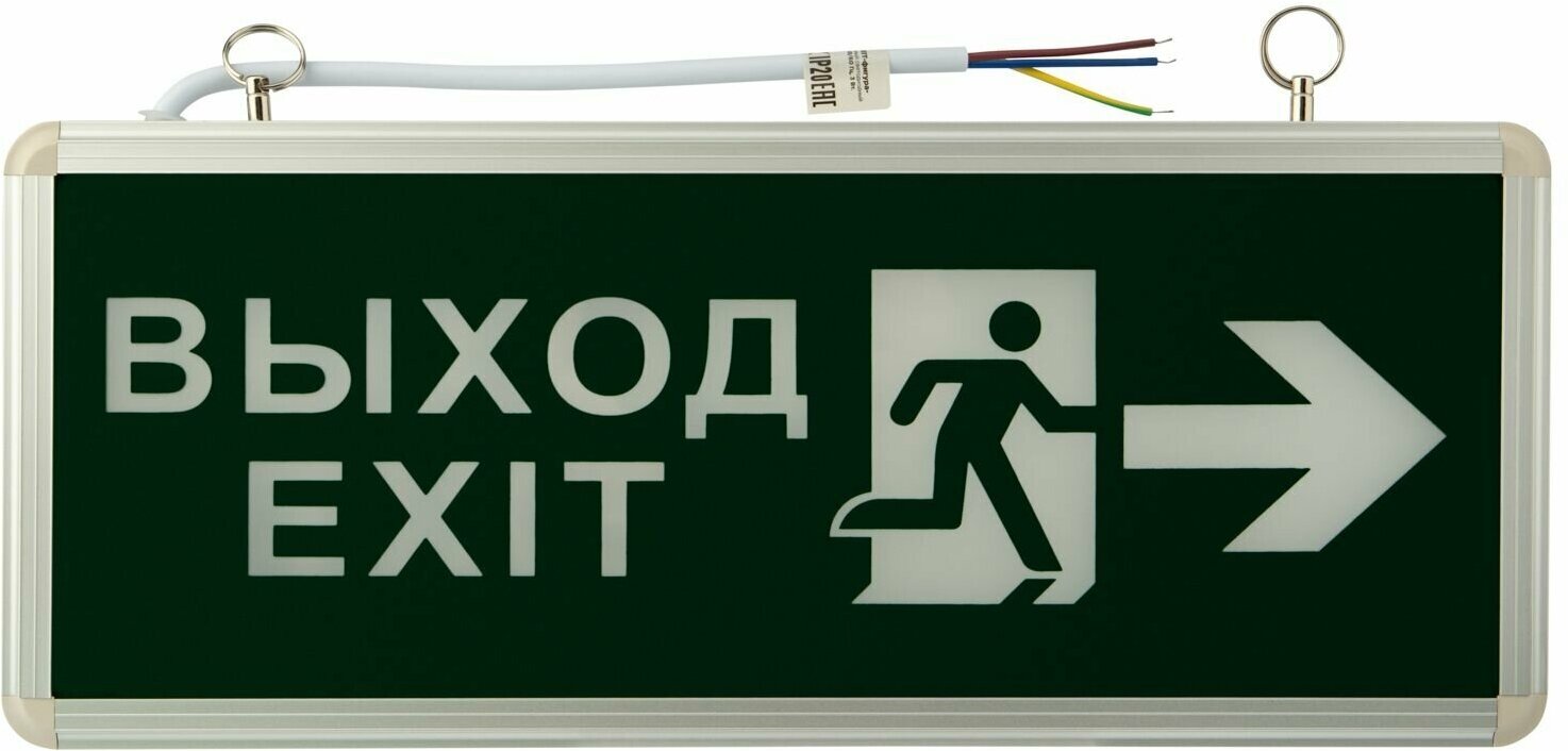 Аварийный LED светодиодный светильник Rexant Выход стрелка, табличка exit указатель, информационное табло запасной выход