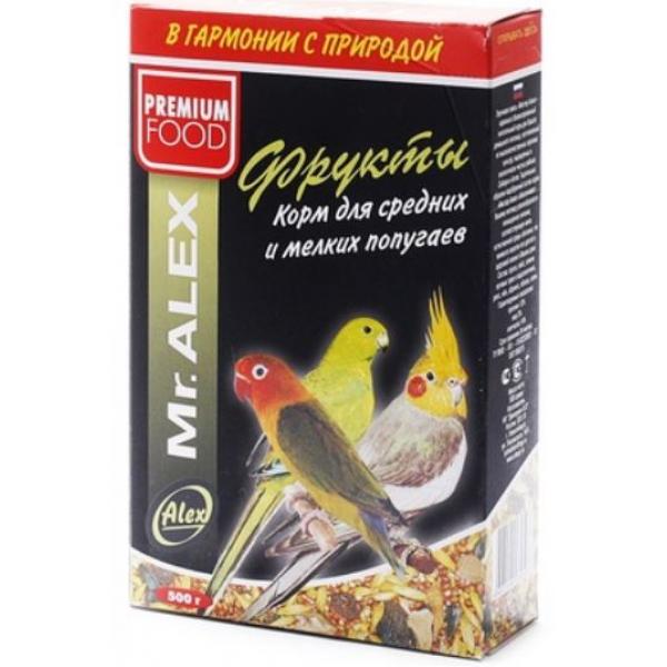 Mr.Alex Корм для средних и мелких попугаев "Фрукты", 500г