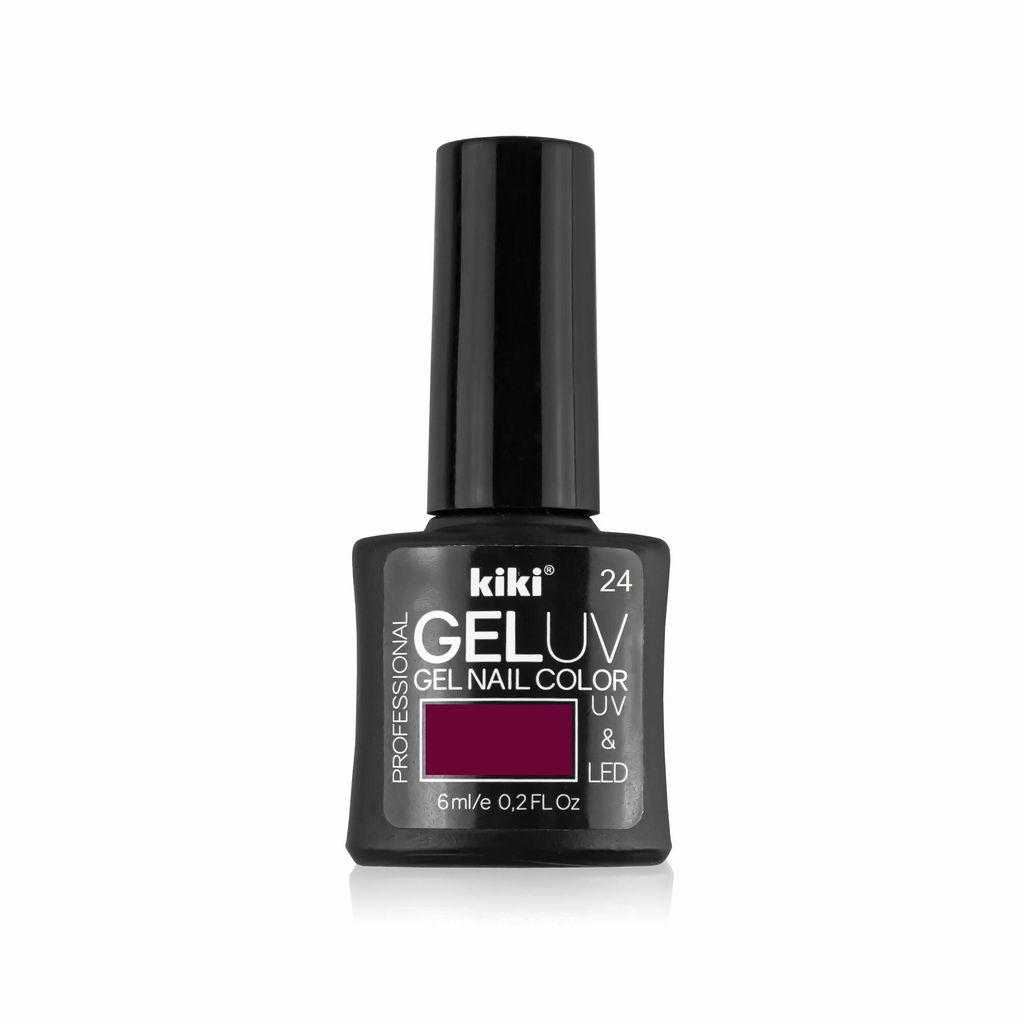 Гель-лак для ногтей KIKI GEL UV&LED тон 24 вишневый для маникюра, глянцевый лак, 6 мл