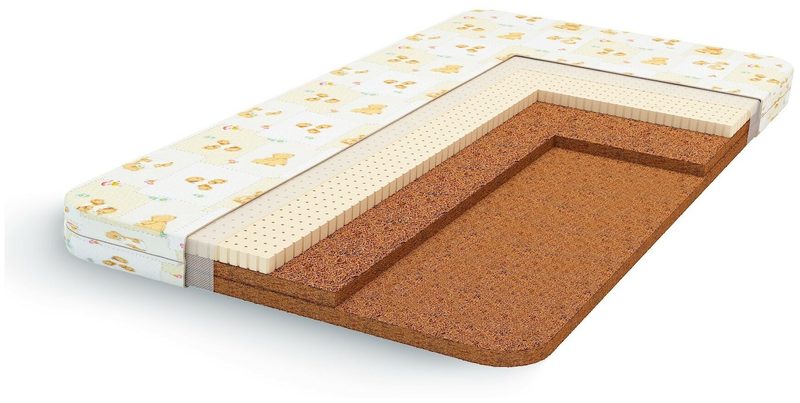 Матрас Lonax Baby Latex Cocos Light 60х120 высота 8 см анатомический жесткий мягкий кокосовый латексный Беспружинный