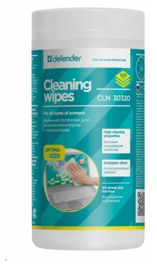 Салфетки для электроники Defender CLN 30320 Optima 100 шт, туба