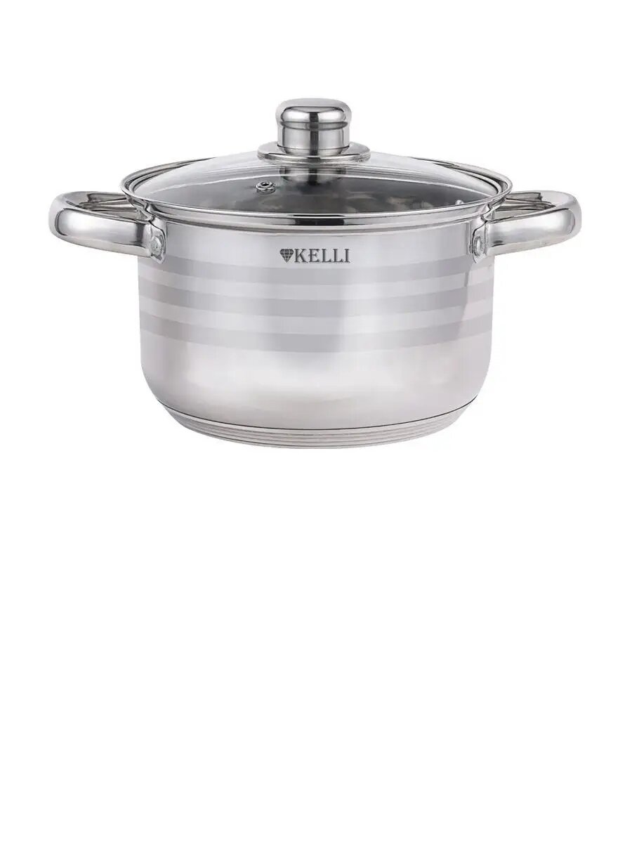 Кастрюля с крышкой KELLI KL-4293-16, объем 2 л, нержавеющая сталь