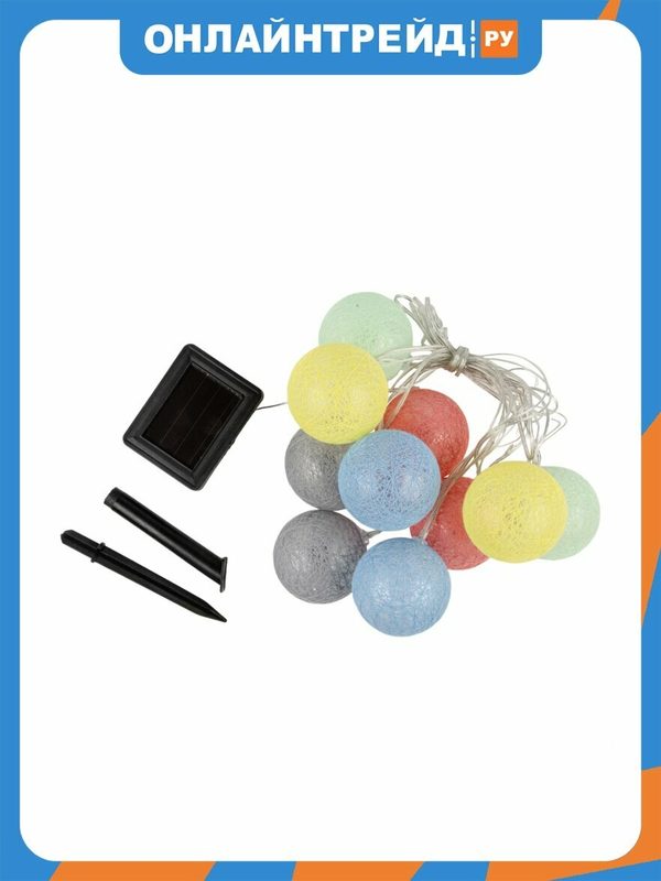Гирлянда садовая на солнечной батарее Uniel USL-S-139/PM2000 COTTON BALLS аккумулятор в/к. IP44