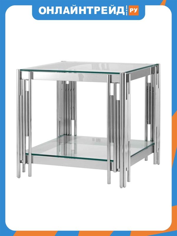 Стол журнальный Stool Group 55*55 гэтсби, прозрачное стекло, сталь