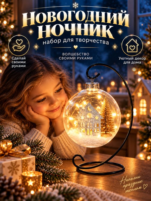 Набор для творчества "Домик" новогодний шар, светится в темноте, Школа талантов