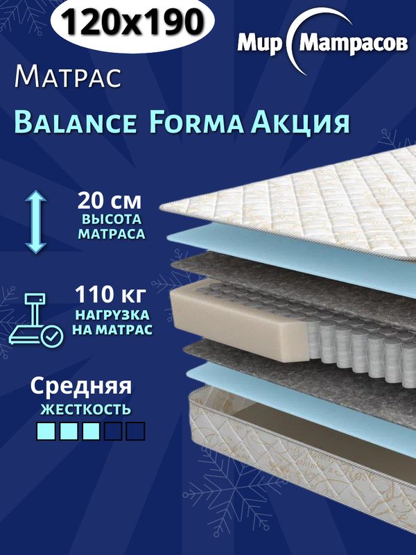 Матрас 120х190 Balance Forma New Акция, пружинный, средней жёсткости, 19см