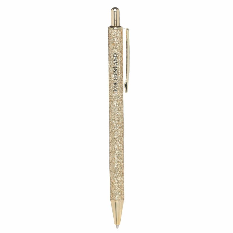 (W)Ручка шариковая, 14 см, сталь, золотистая, с блестками, Draw sparkle, Kuchenland