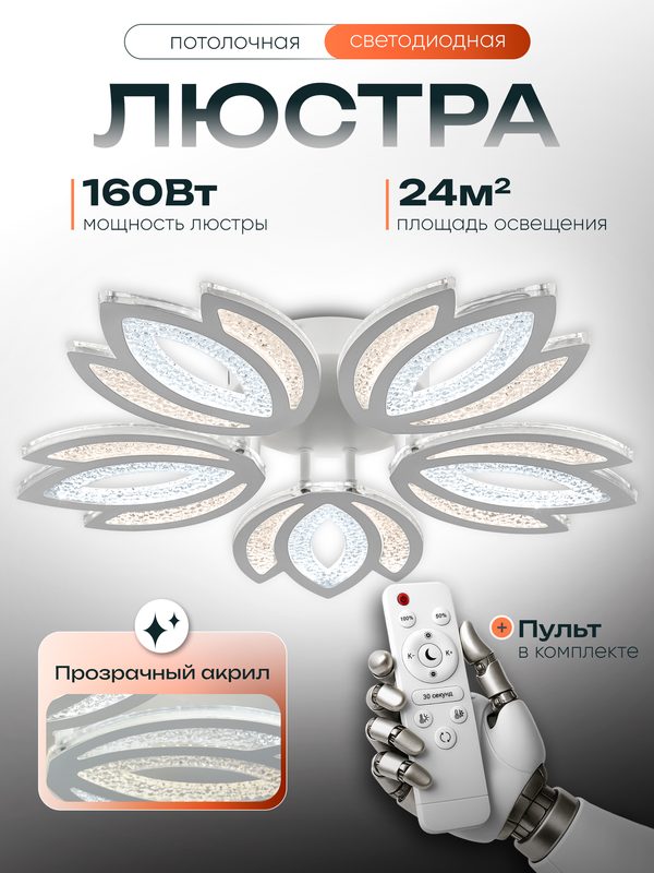 WEDO LIGHT Люстра потолочная светодиодная с пультом для спальни, кухни, гостиной