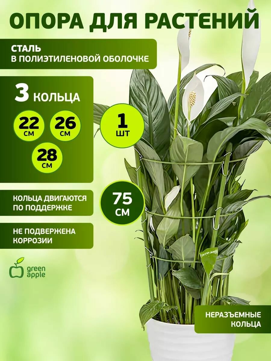 Опора для растений и цветов GREEN APPLE GFS-3-75 поддержка для растений 75 см, 3 кольца