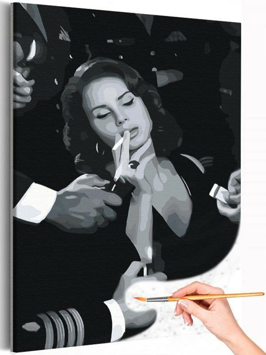 Картина по номерам Лана Дель Рей Lana Del Rey портрет певцы музыканты черно-белая 40х60 см