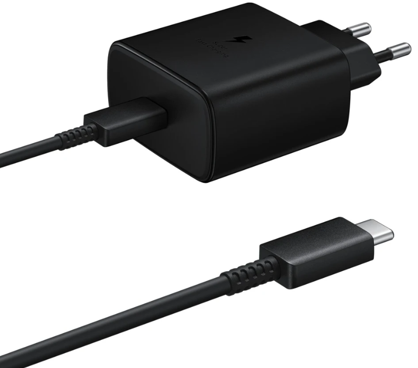 Зарядное устройство, для Samsung, 45 W, с кабелем USB Type-C, черное