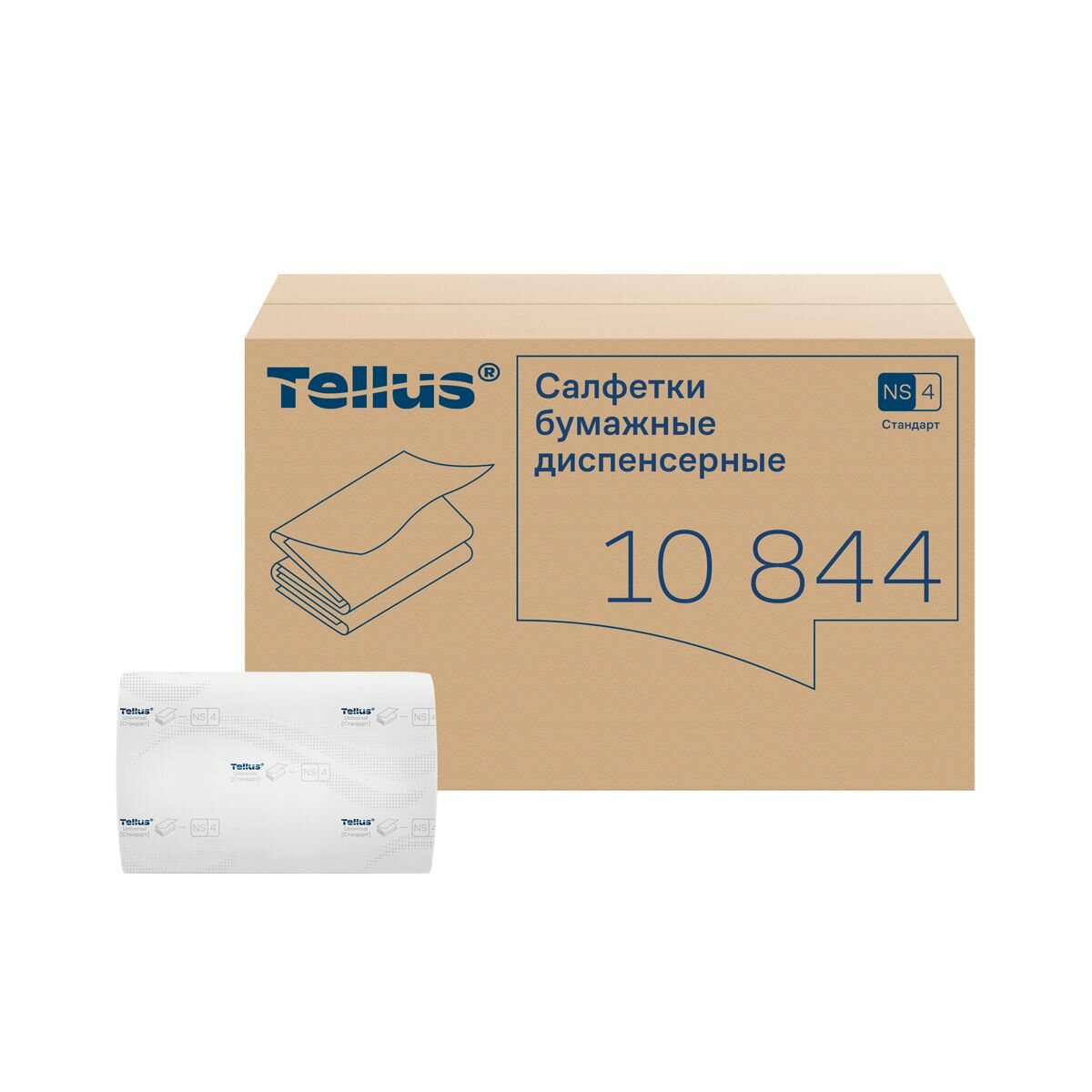 Салфетки Tellus (Tork) Xpressnap, Universal диспенсерные, система N4, 200 листов 23Х16 см, 2 сл, белые, 4 пачки (артикул: 10844)