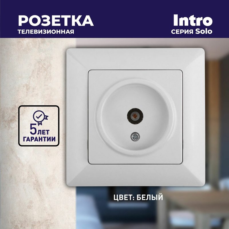Розетка телевизионная одиночная Intro Solo 4-301-01 скрытой установки белый