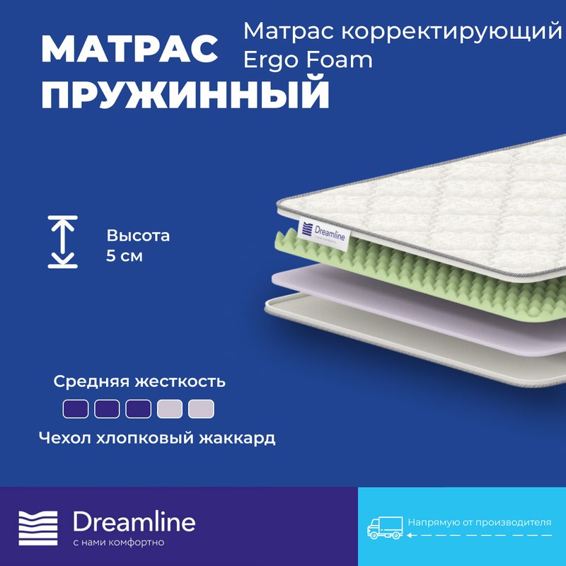 Тонкий матрас Dreamline Ergo Foam 160х200х5 см, беспружинный, массажный эффект