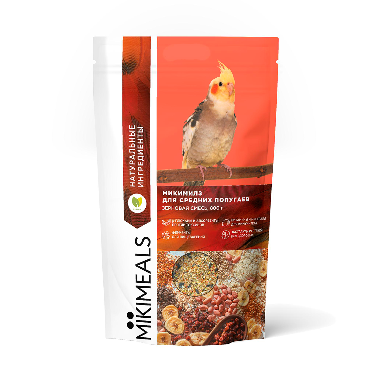 Корм Микимилс (Mikimeals) для средних попугаев 800 г