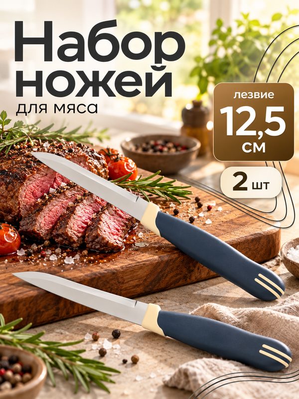 Набор ножей для мяса Tramontina Multicolor, 2 предмета, лезвие 12.5 см