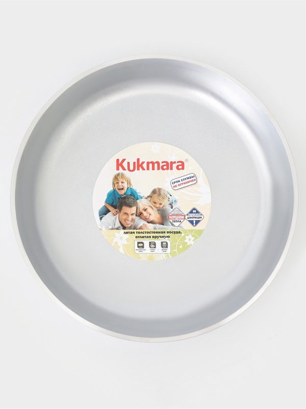 Сковорода KUKMARA, d=30 см, h=5.5 см, литой алюминий, серебристая