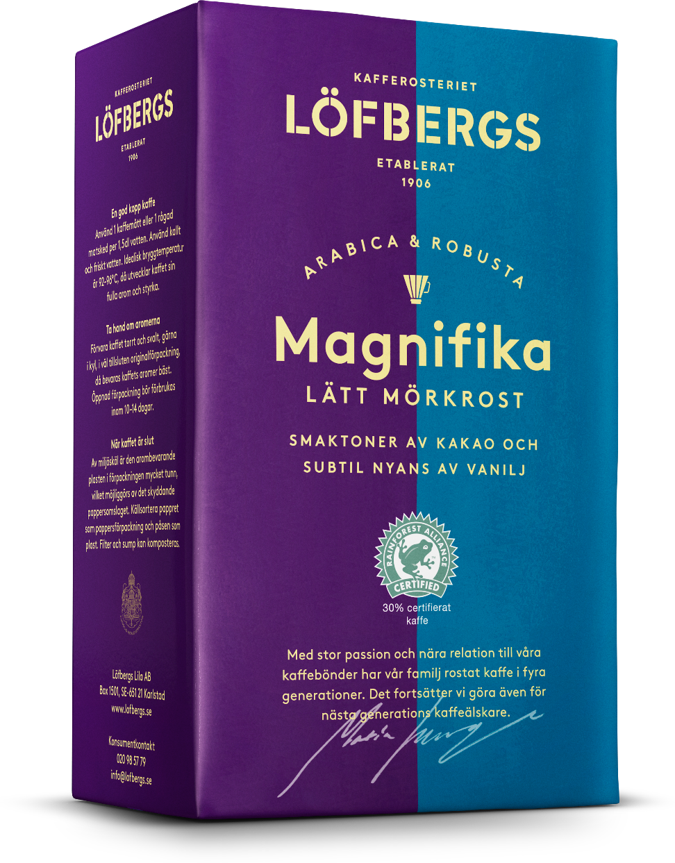 Молотый кофе "Magnifika" Lofbergs, арабика и робуста, средняя обжарка, 500г
