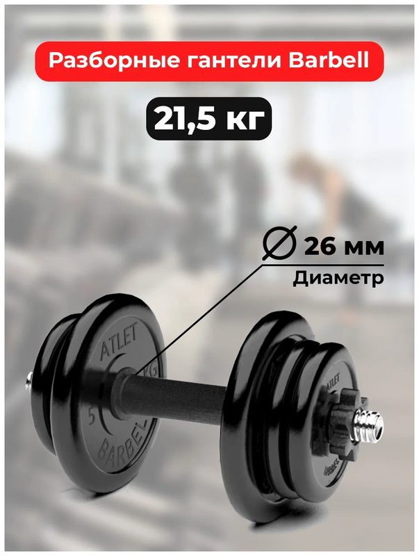 Гантель разборная MB Barbell резина черный