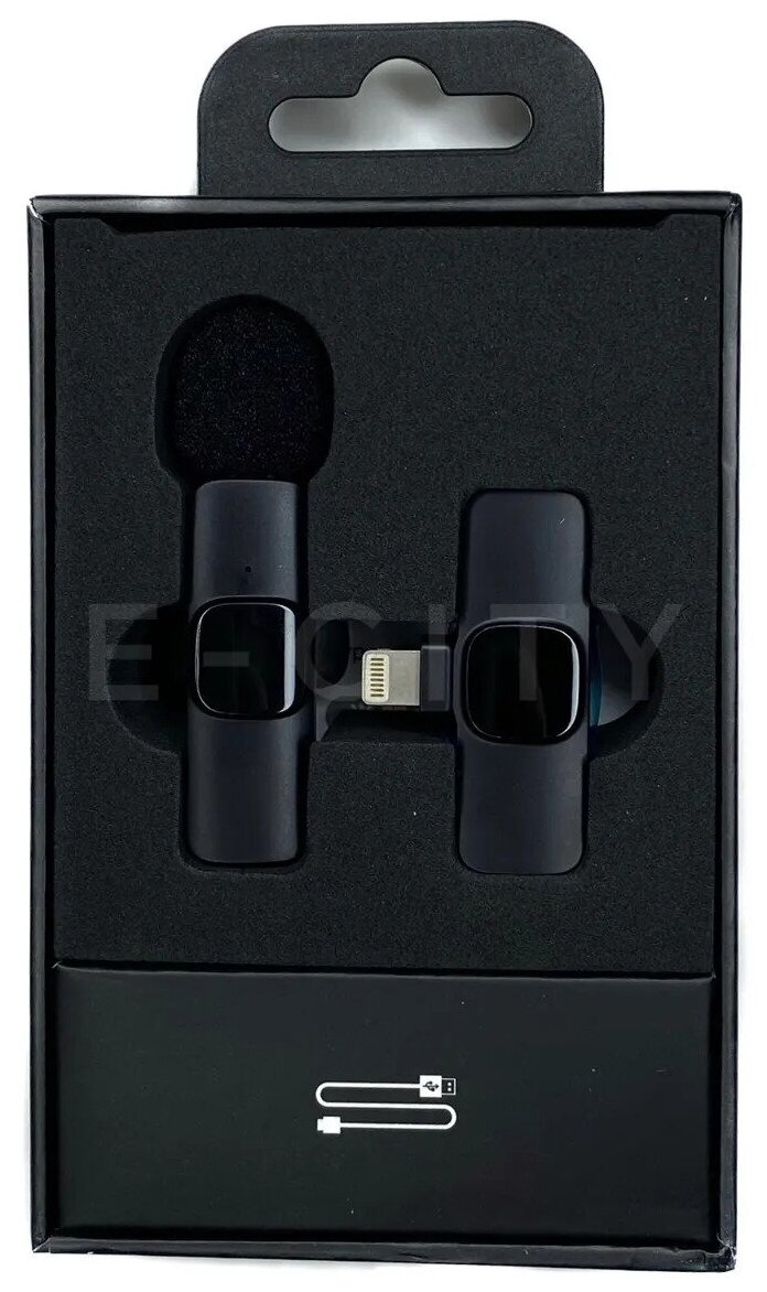 Петличный микрофон Lightning K9, для iPhone, с приемником, беспроводной, черный