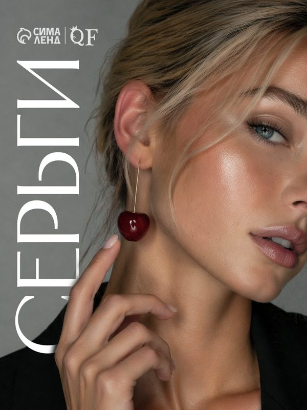 Серьги Queen Fair, размер 64 мм, бордовый