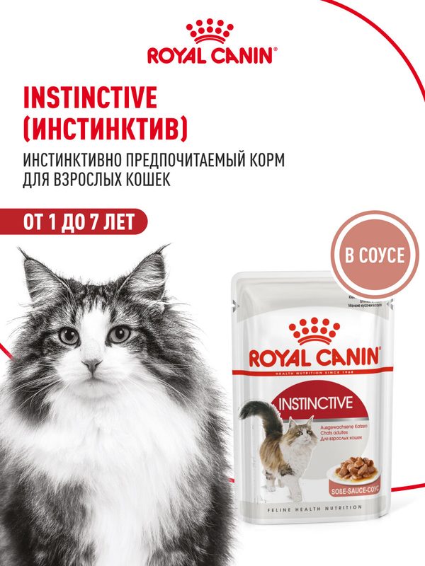 Влажный корм для кошек Royal Canin Instinctive кусочки в соусе, 28 шт по 85 г