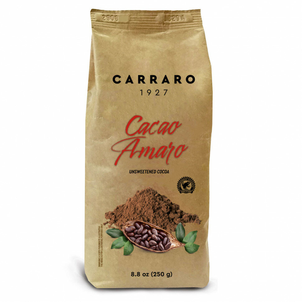 Carraro Cacao Amaro (Какао Амаро), крафт пакет, 250г
