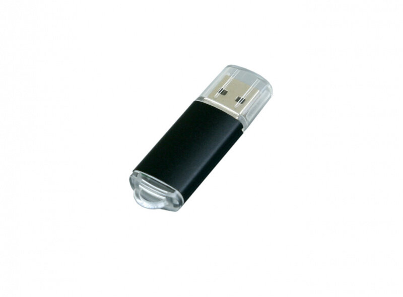 Металлическая флешка с прозрачным колпачком (16 Гб / GB USB 2.0 Черный/Black 018 PM006)