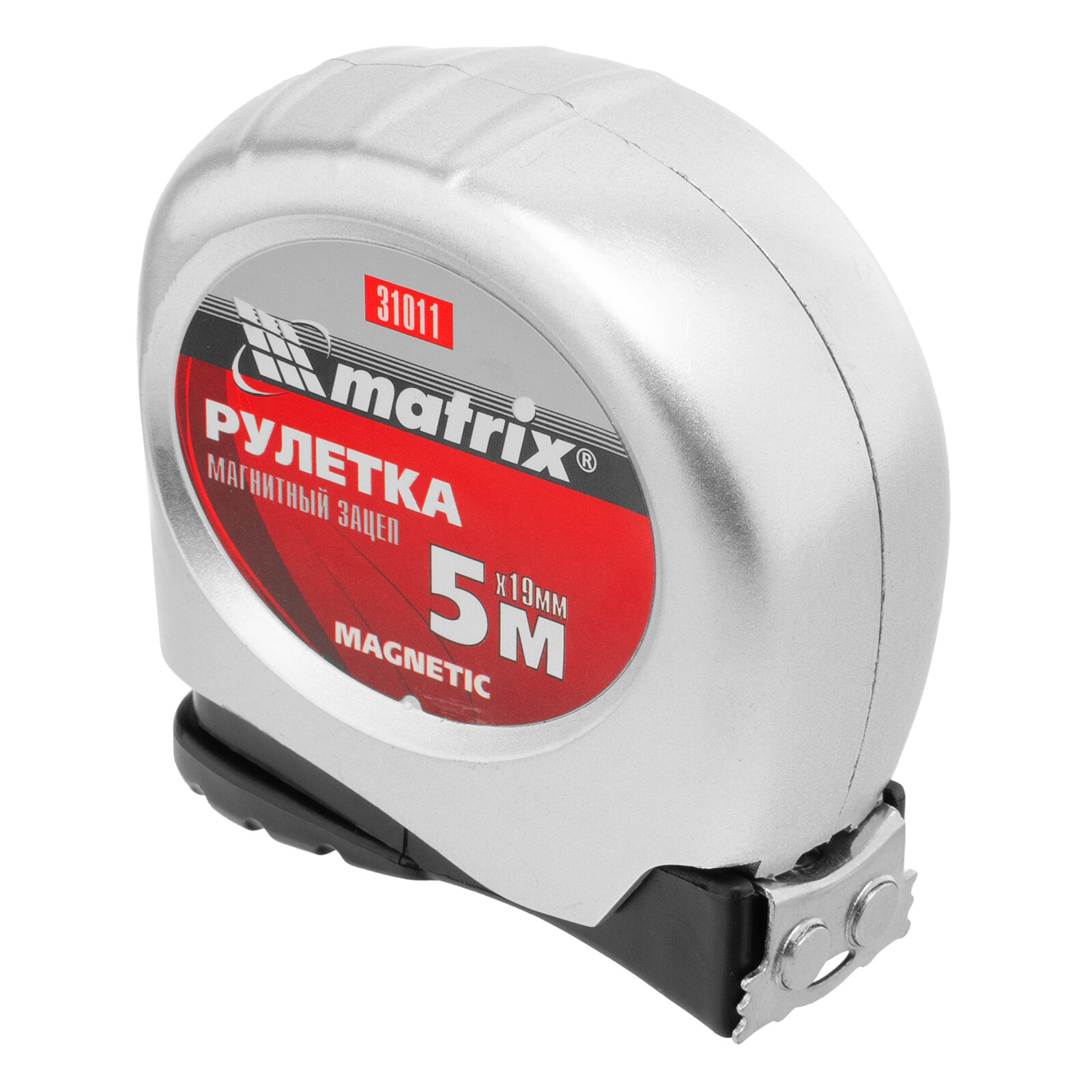 Рулетка измерительная 5 м х 19 мм Matrix Magnetic, магнитный зацеп и автоматическая фиксация ленты, 31011