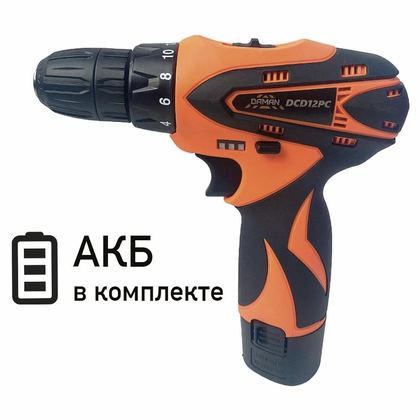 Дрель аккумуляторная DCD12PC 12В 1,5Ач 1аккум. Li-ion 28Hm короб. DAMAN