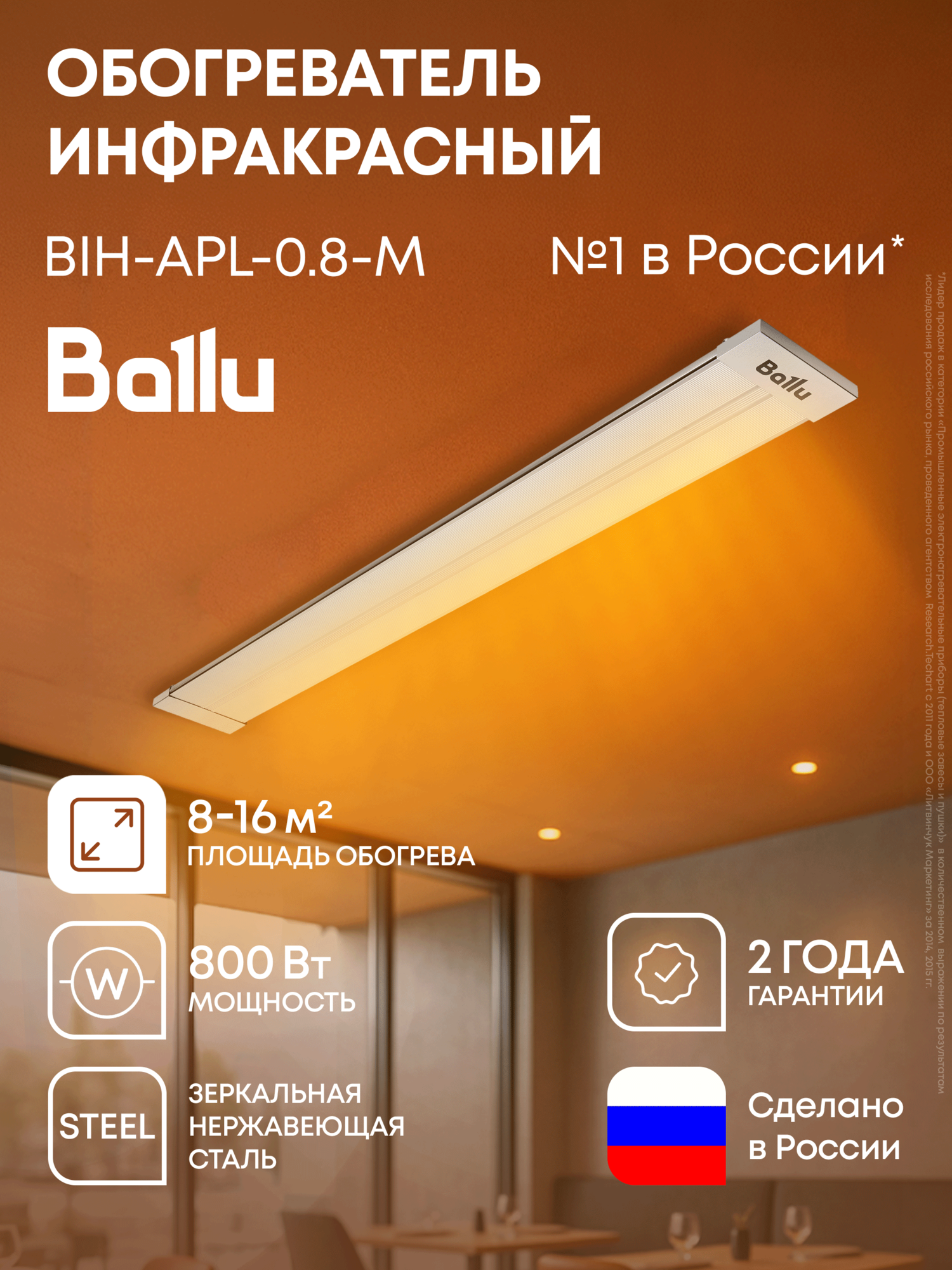 Инфракрасный обогреватель Ballu BIH-APL-0.8-M