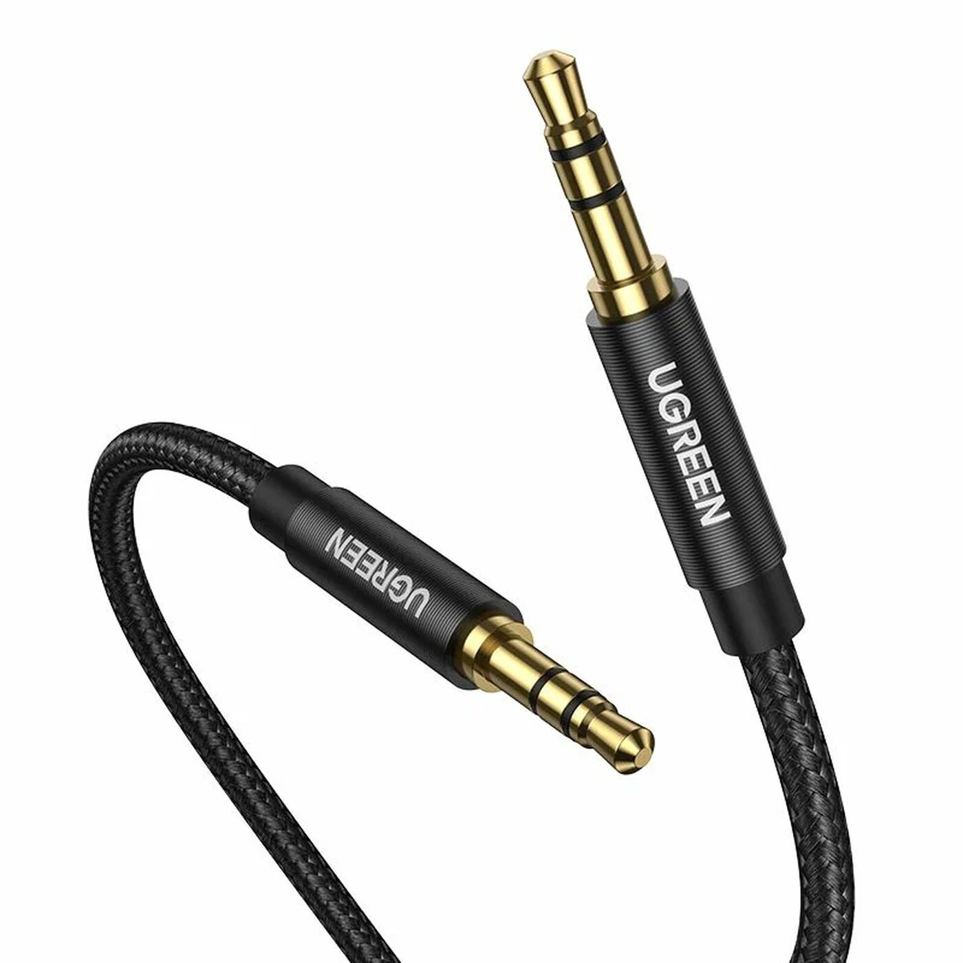 Кабель UGREEN AV112 (50361) 3.5mm Male to 3.5mm Male Cable Gold Plated Metal Case with Braid. Длина: 1м. Цвет: черный