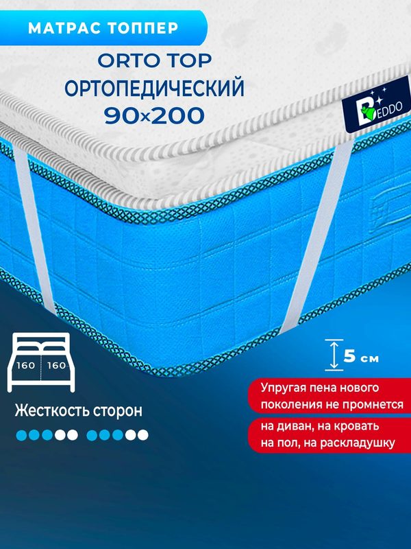 Матрас топпер для дивана, для кровати, на пол 90х200х5 BEDDO наматрасник, матрац тонкий в рулоне