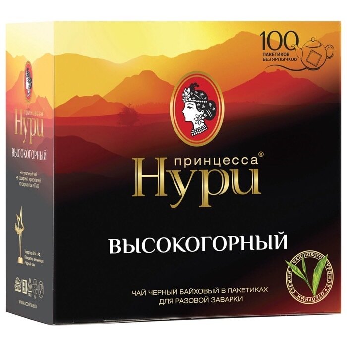 Принцесса Нури Чай Высокогорный, 100 пакетиков по 2 г, без ярлычков