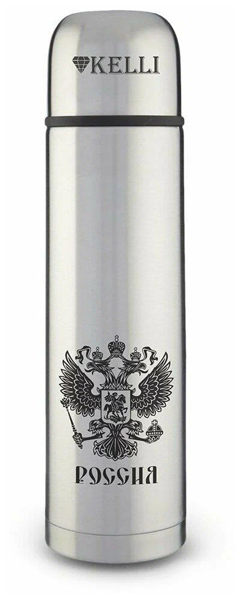 Термос KELLI KL-0905 объем 0.5 л, высота 25 см, диаметр 7 см, серебристый/серый