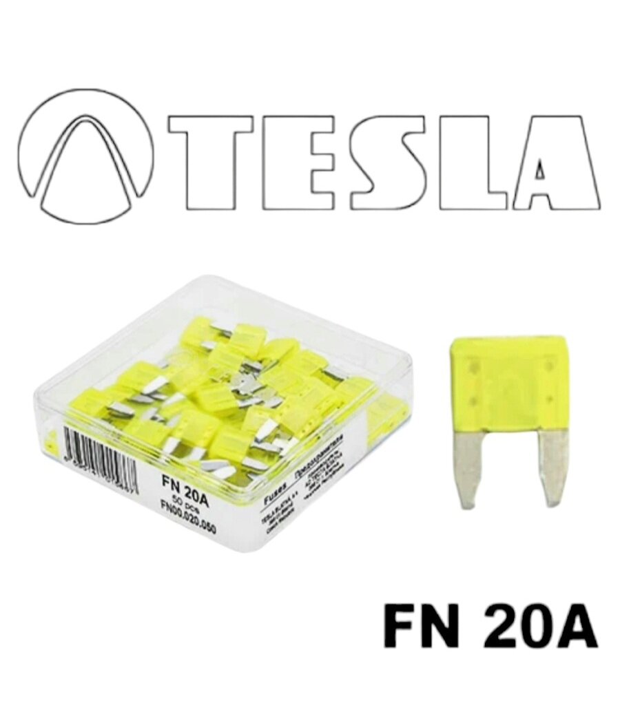 Предохранитель флажковый стандартный MINI FN 20A "TESLA" (5шт)