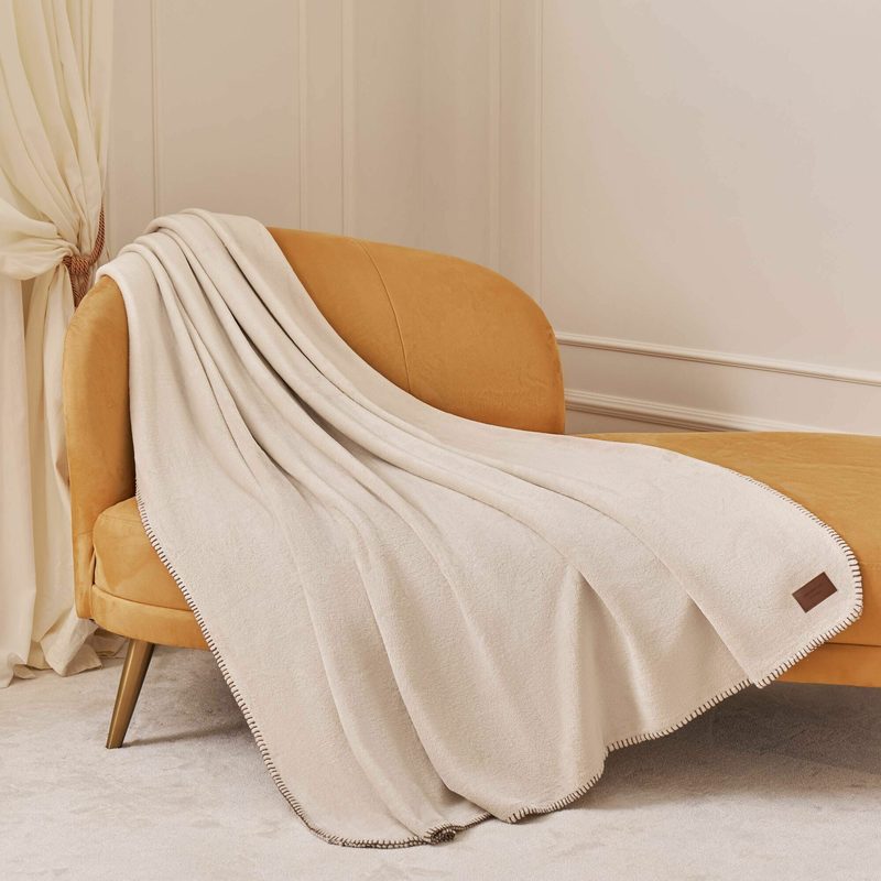 Плед, 140х190 см, фланель, цвет молочный, Flannel, Kuchenland
